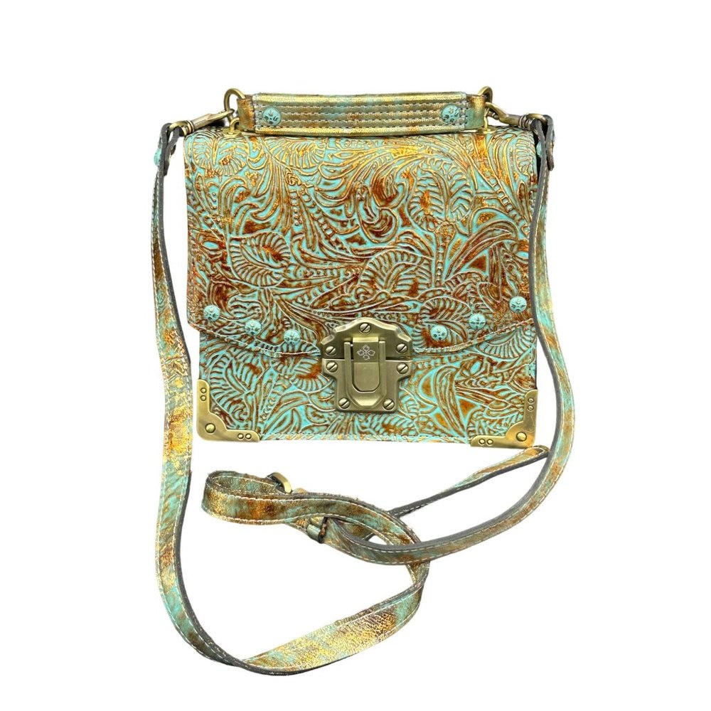 Patricia Nash Turquoise Forrest Collection Stella Flap Satchel